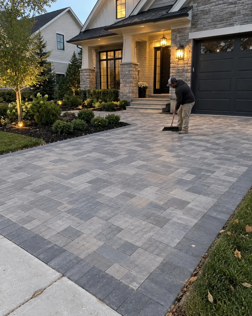 Paver driveway or poured concrete? Compare the whole driveway plan